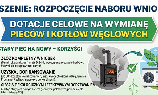 Zdjęcie do Nab&oacute;r wniosk&oacute;w o udzielenie dotacji celowej na wymianę piec&oacute;w i kotł&oacute;w węglowych