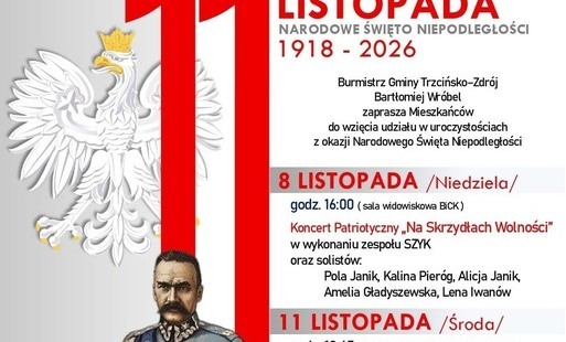 Zdjęcie do Zaproszenie na gminne obchody Narodowego Święta Niepodległości w Trzcińsku-Zdroju