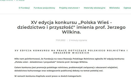 Zdjęcie do XV edycja konkursu na prace dotyczące polskiego rolnictwa i obszar&oacute;w wiejskich