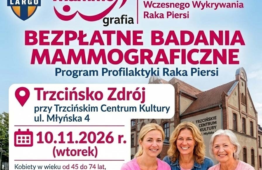 Bezpłatna mammografia w Trzcińsku-Zdroju 10 listopada