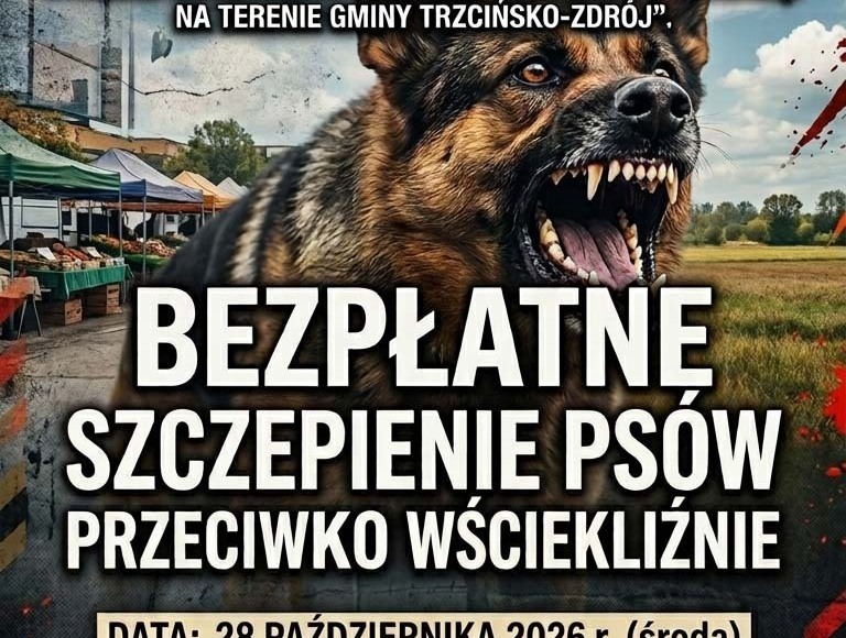 Bezpłatne szczepienia psów przeciwko wściekliźnie w Trzcińsku-Zdroju
